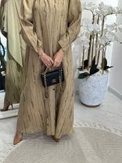 C 0369 - 01 Beige Printed Abaya