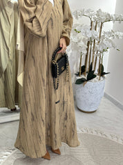 C 0369 - 01 Beige Printed Abaya