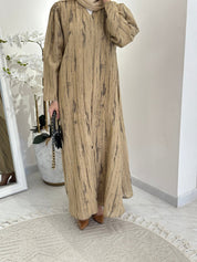 C 0369 - 01 Beige Printed Abaya