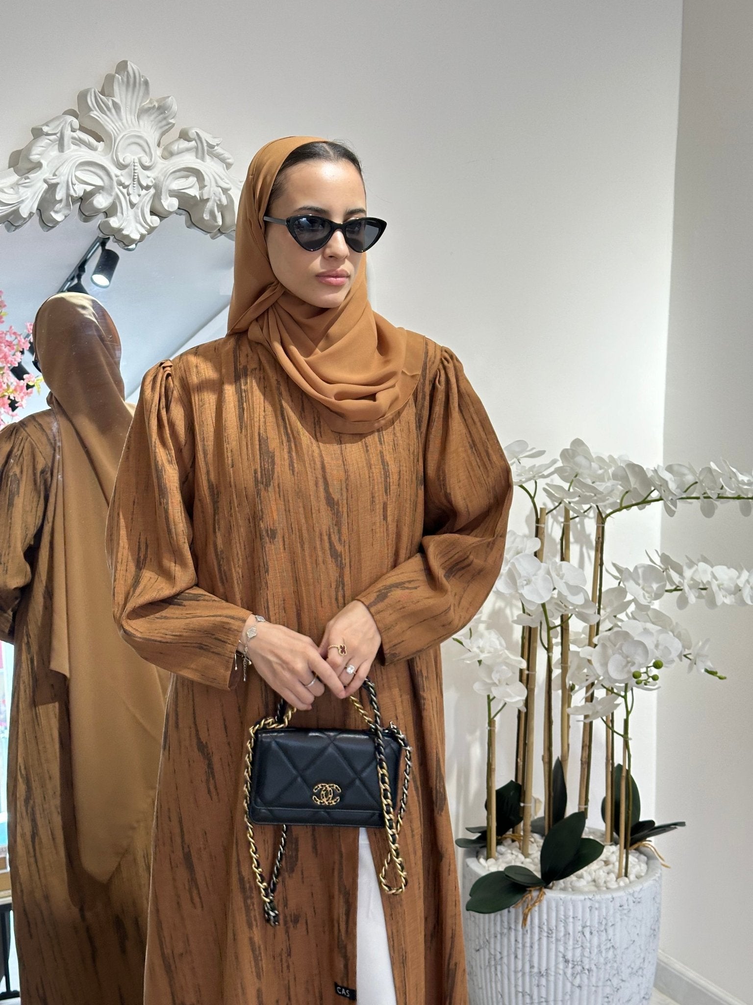 C 0369 - 03 Mustard Printed Abaya