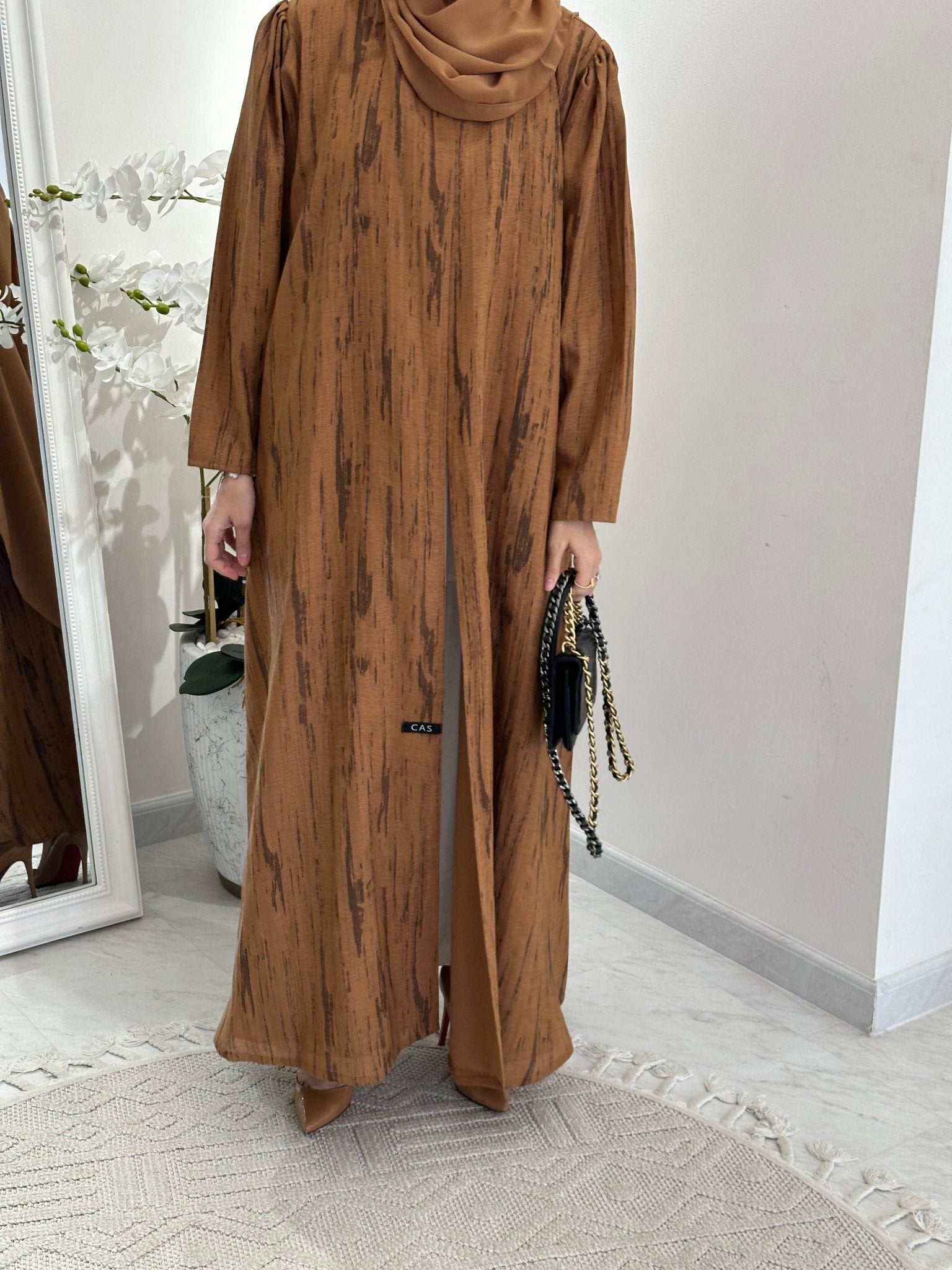 C 0369 - 03 Mustard Printed Abaya