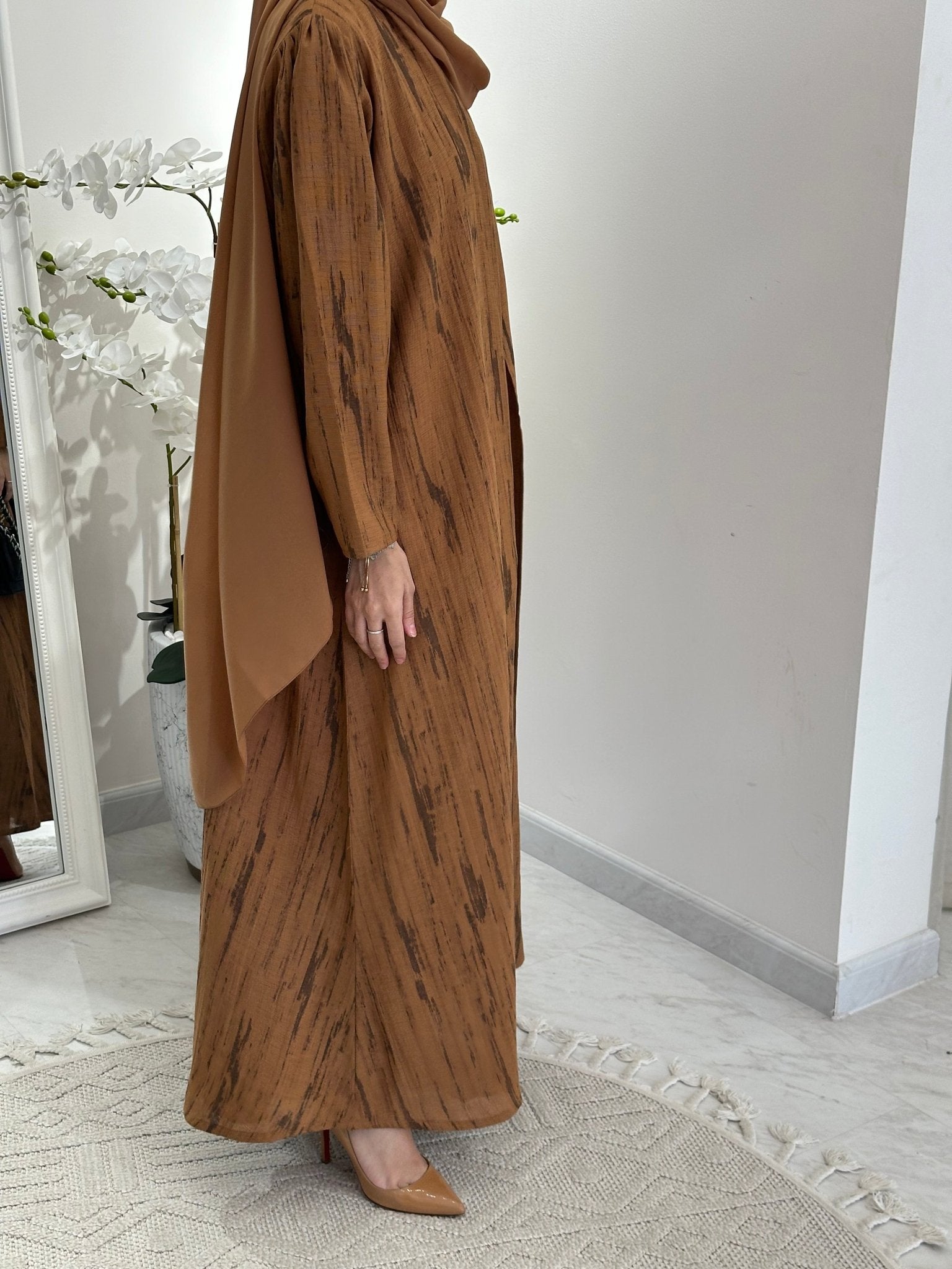 C 0369 - 03 Mustard Printed Abaya