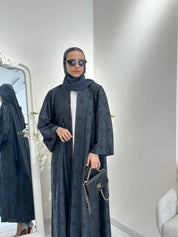 C 0370 - 03 Printed Dark Grey Abaya