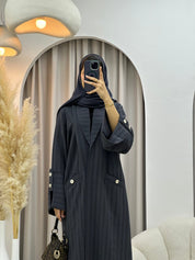 C 0556 Grey Striped Coat Abaya