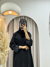 C 0590 - 02 Grey Black Coat Abaya