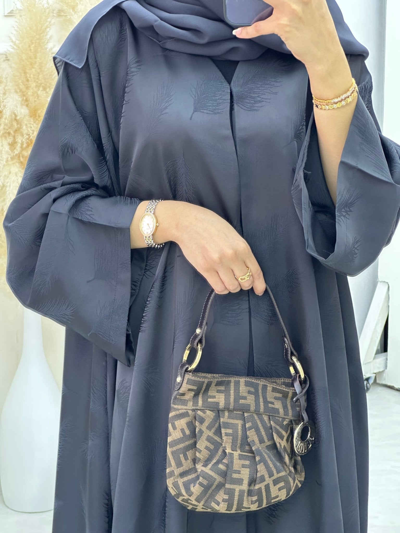 C 0653 - 02 Grey Printed Abaya