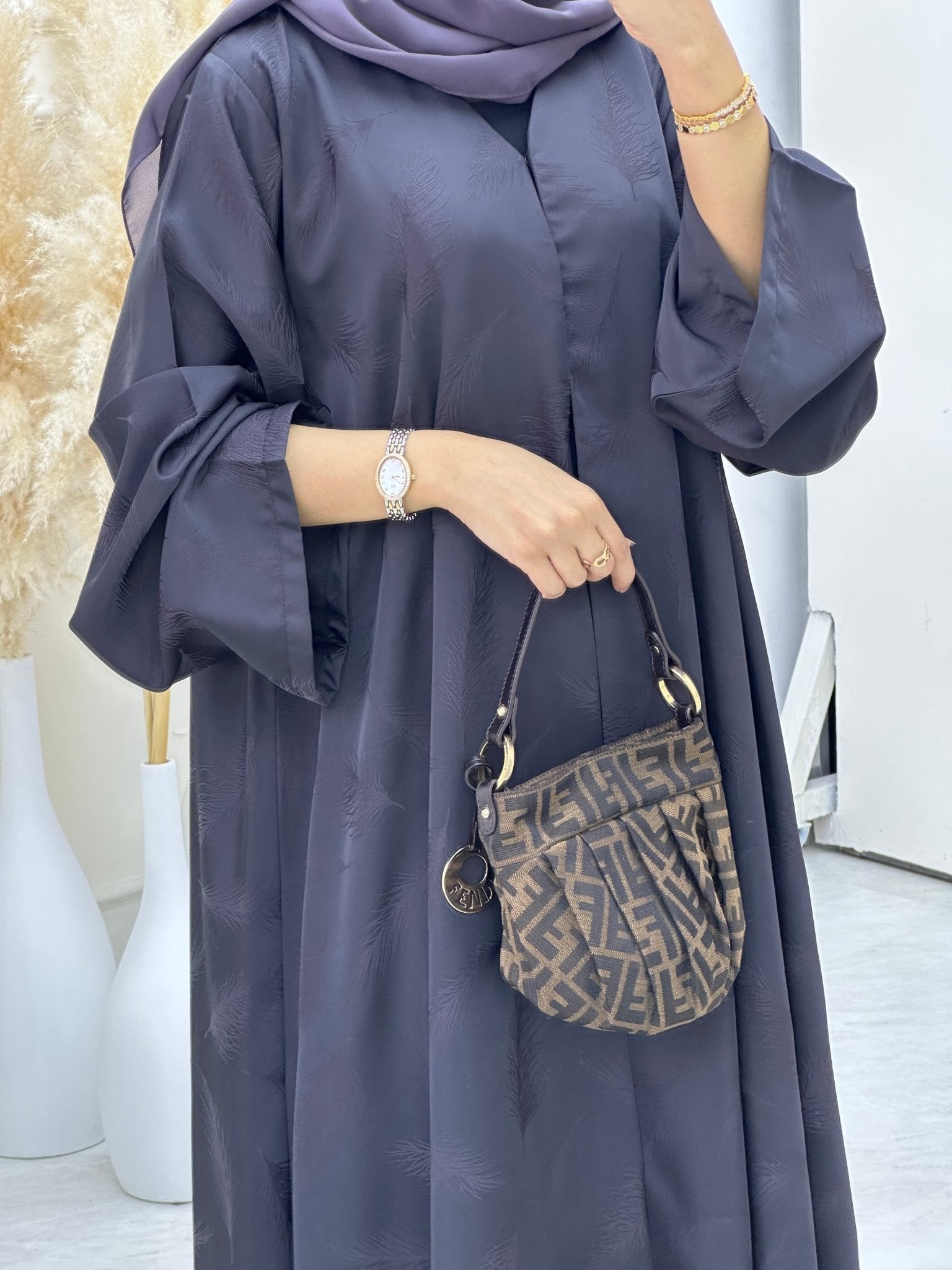 C 0653 - 03 Purple Printed Abaya