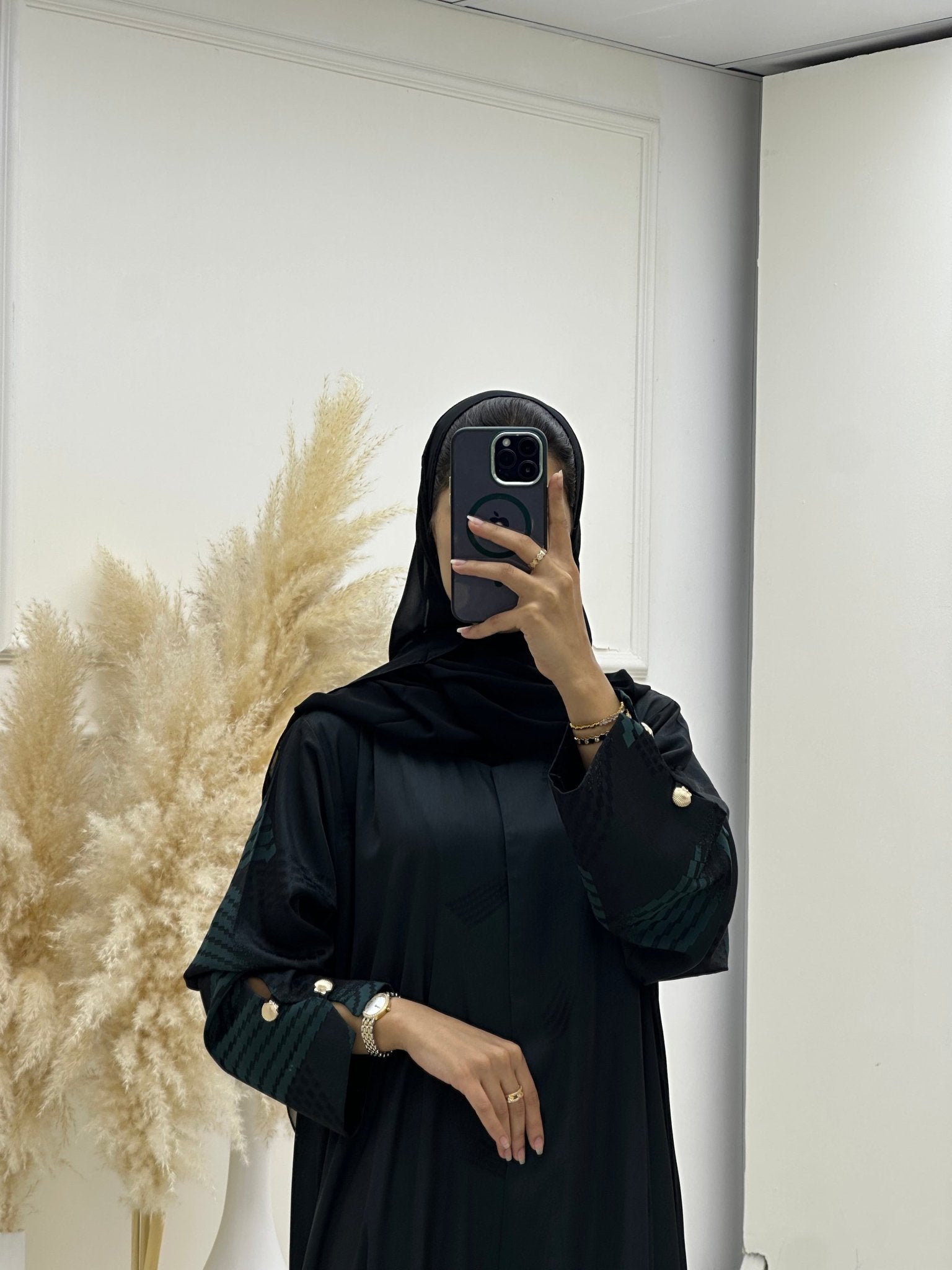 C 0656 Green Black Abaya