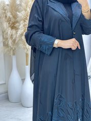C 0657 Teal Black Coat Abaya