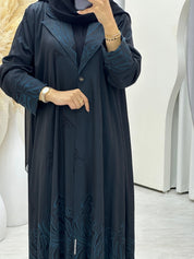 C 0657 Teal Black Coat Abaya