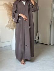 C 0670 Chocolate Brown Beaded Abaya