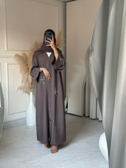 C 0670 Chocolate Brown Beaded Abaya