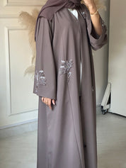 C 0670 Chocolate Brown Beaded Abaya