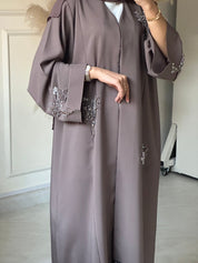 C 0670 Chocolate Brown Beaded Abaya
