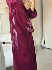 C 0702 Embroidered Maroon Abaya