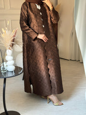 C 0715 - 04 Beaded Printed Brown Abaya