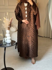C 0715 - 04 Beaded Printed Brown Abaya