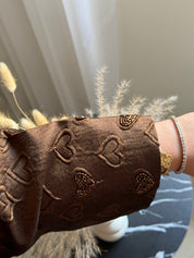 C 0715 - 04 Beaded Printed Brown Abaya