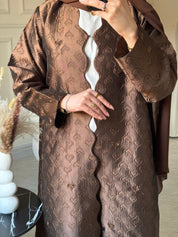 C 0715 - 04 Beaded Printed Brown Abaya
