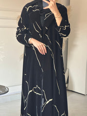 C 0724 Velvet Coat Black Abaya