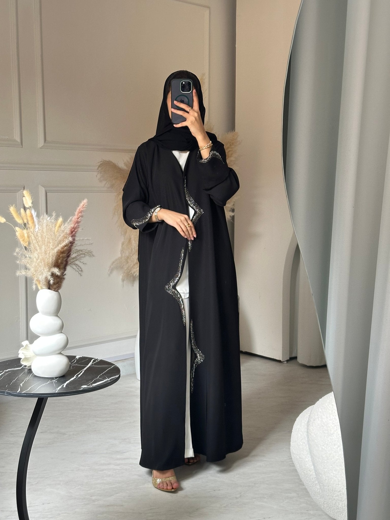 C 0734 Beaded Black Abaya