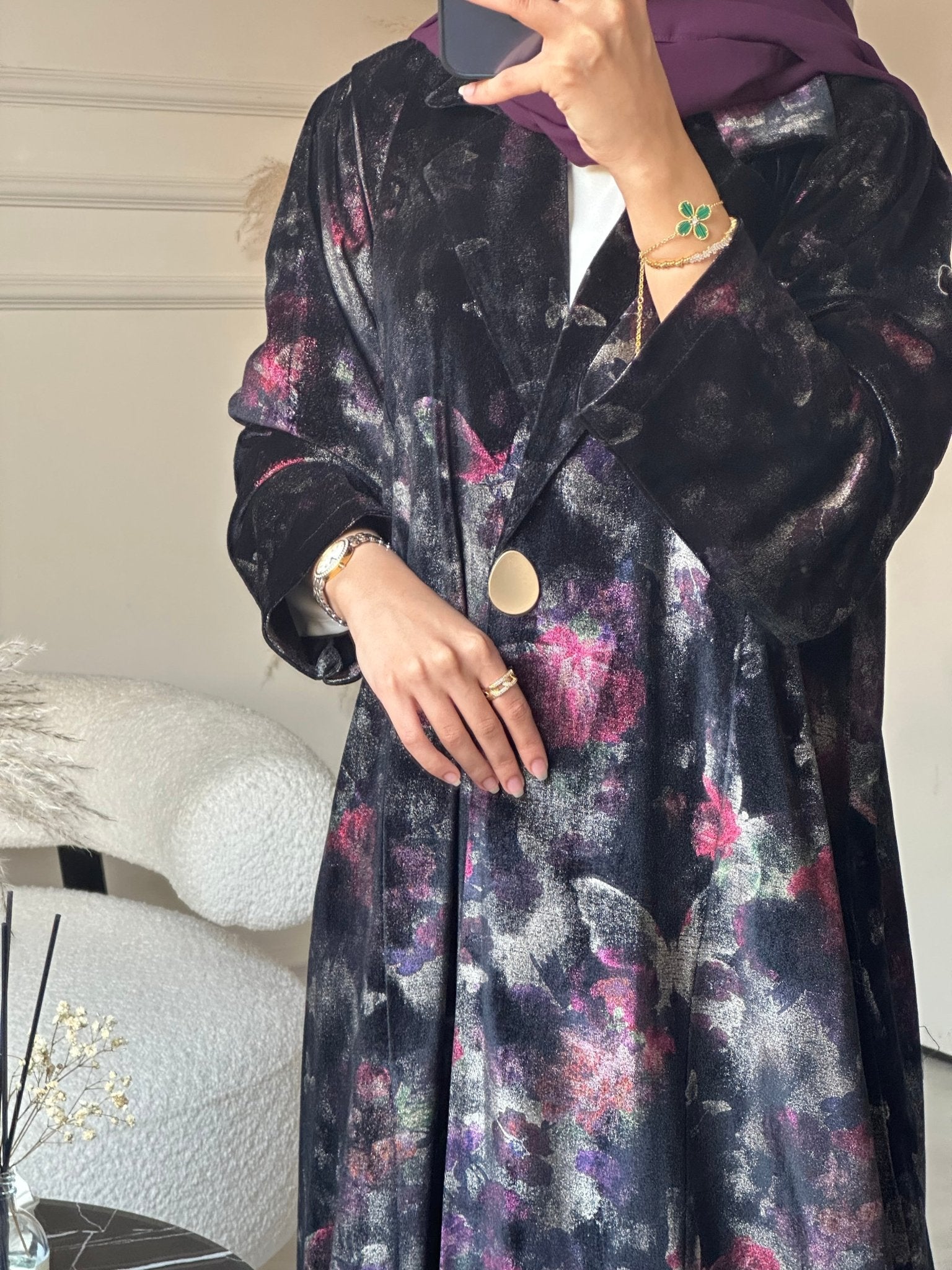 C 0748 Purple Coat Abaya