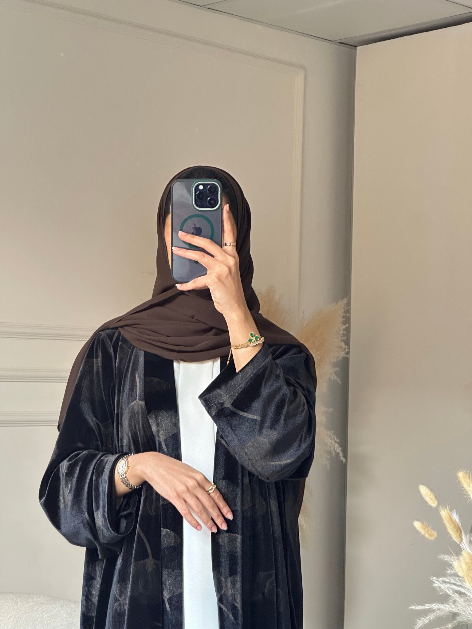 C 0750 - 01 Brown Floral Abaya