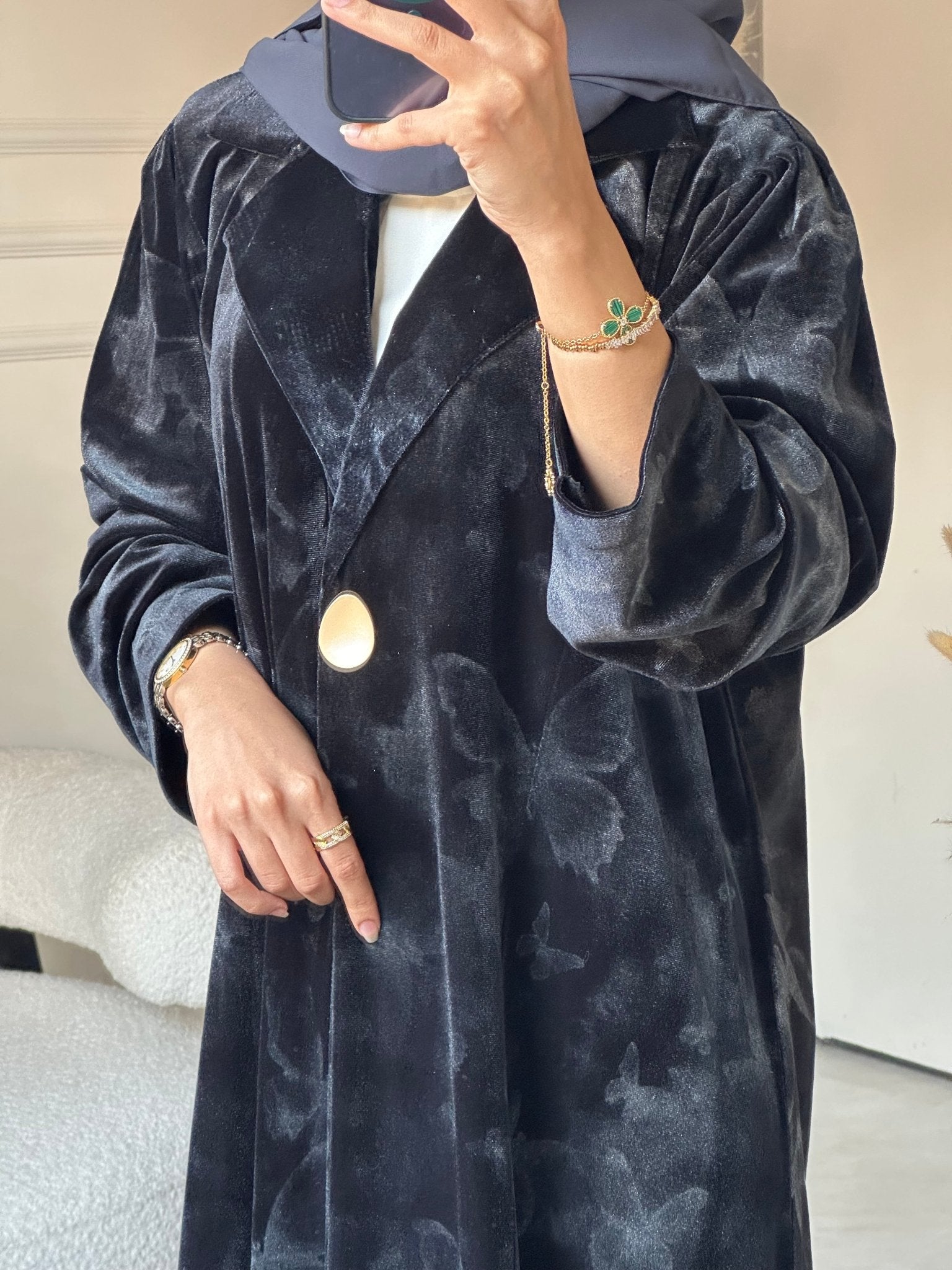 C 0751 - 04 Grey Butterfly Abaya