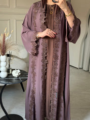 C 0775 - 02 Chocolate Brown Butterfly Lace Abaya