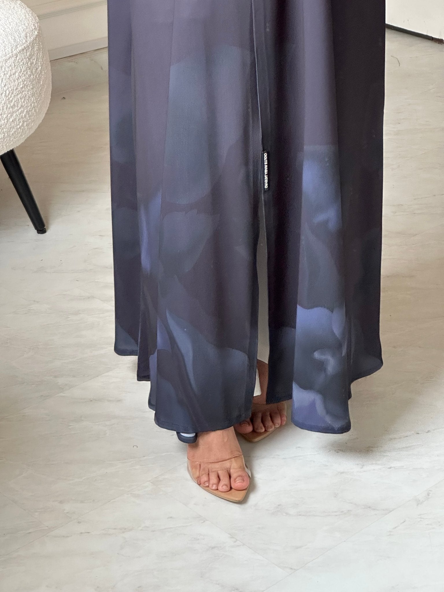 C 0785 Navy Blue Printed Abaya