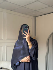 C 0785 Navy Blue Printed Abaya