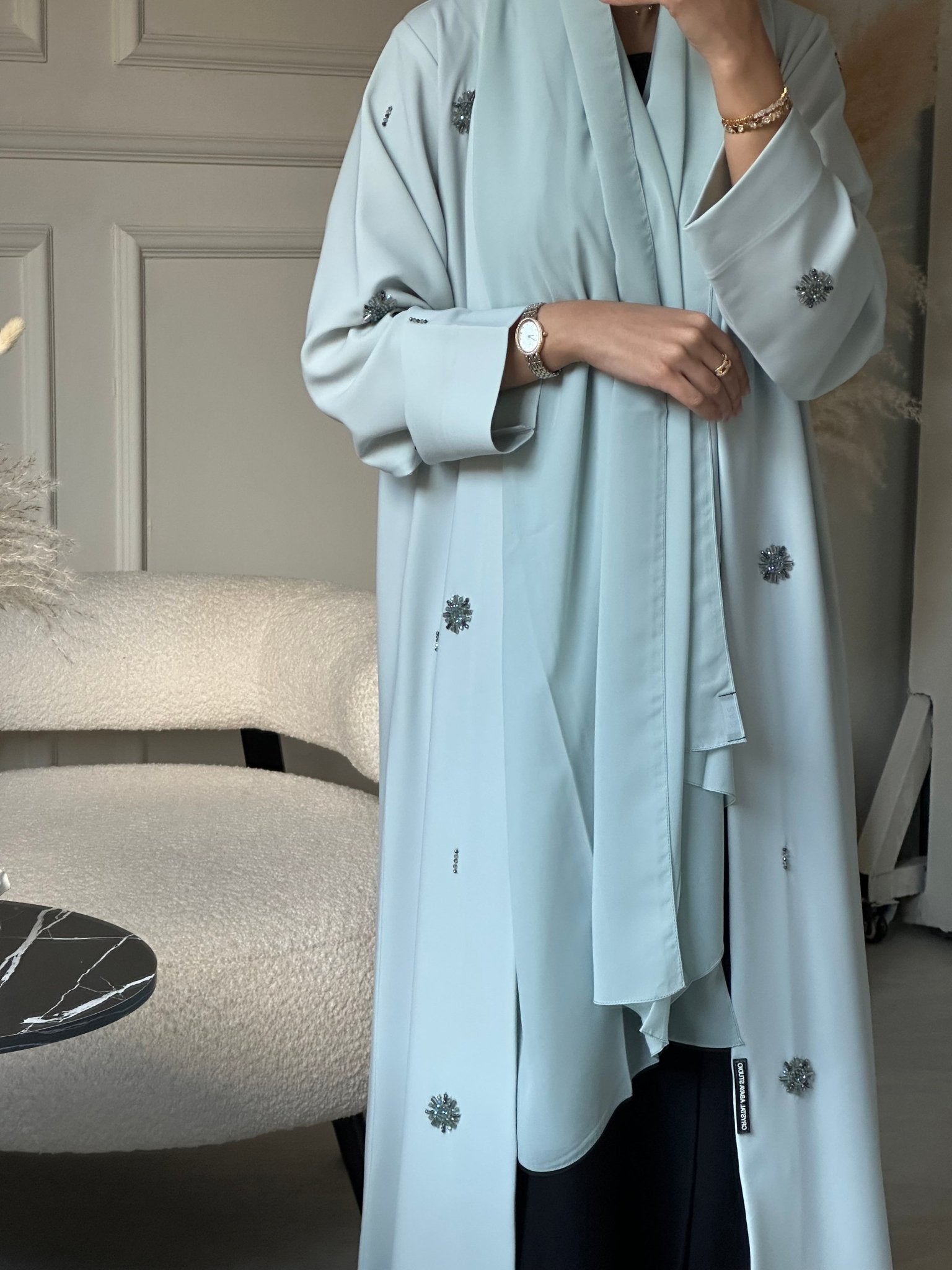 C 0801 Mint Beaded Abaya