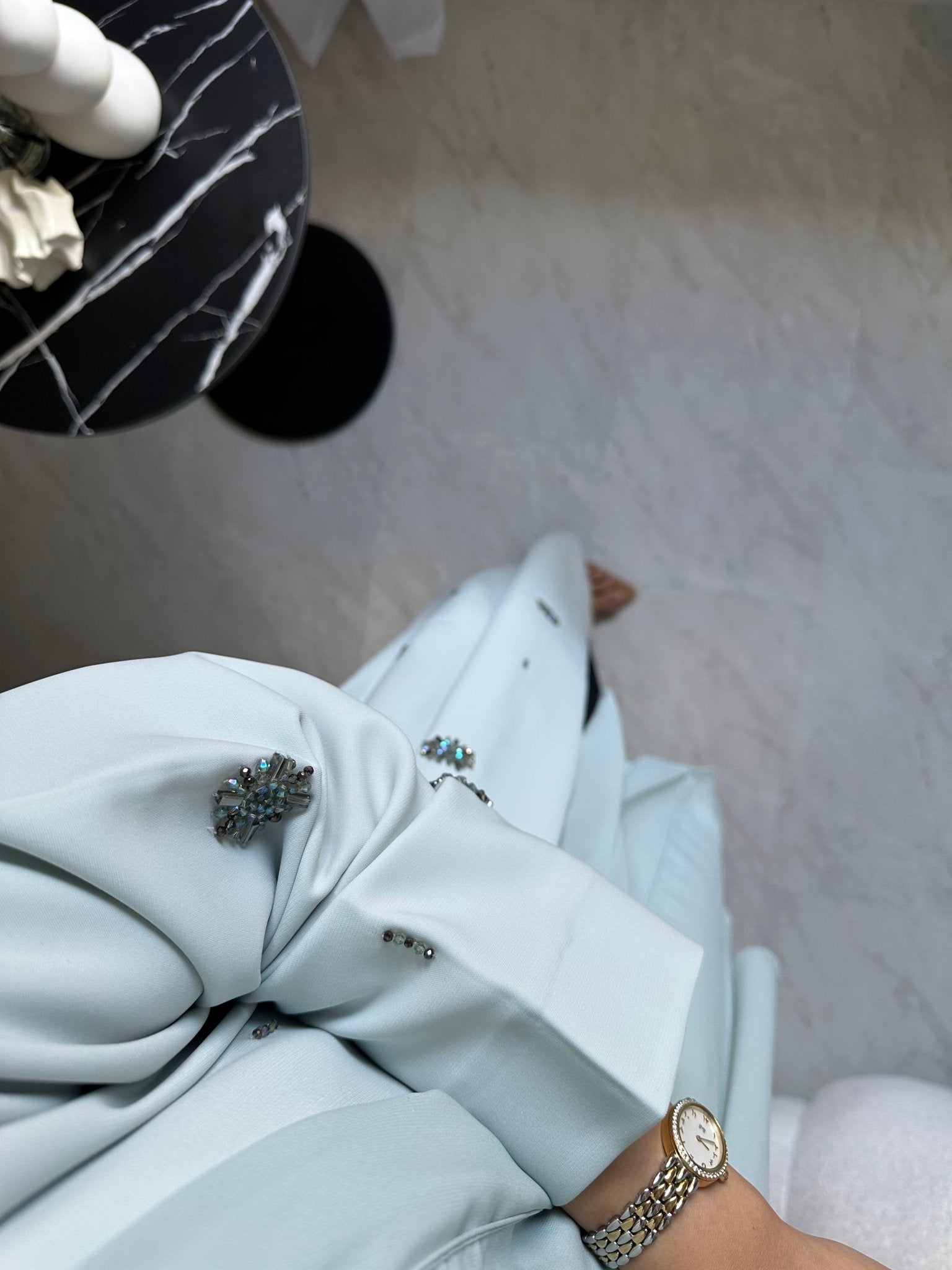 C 0801 Mint Beaded Abaya