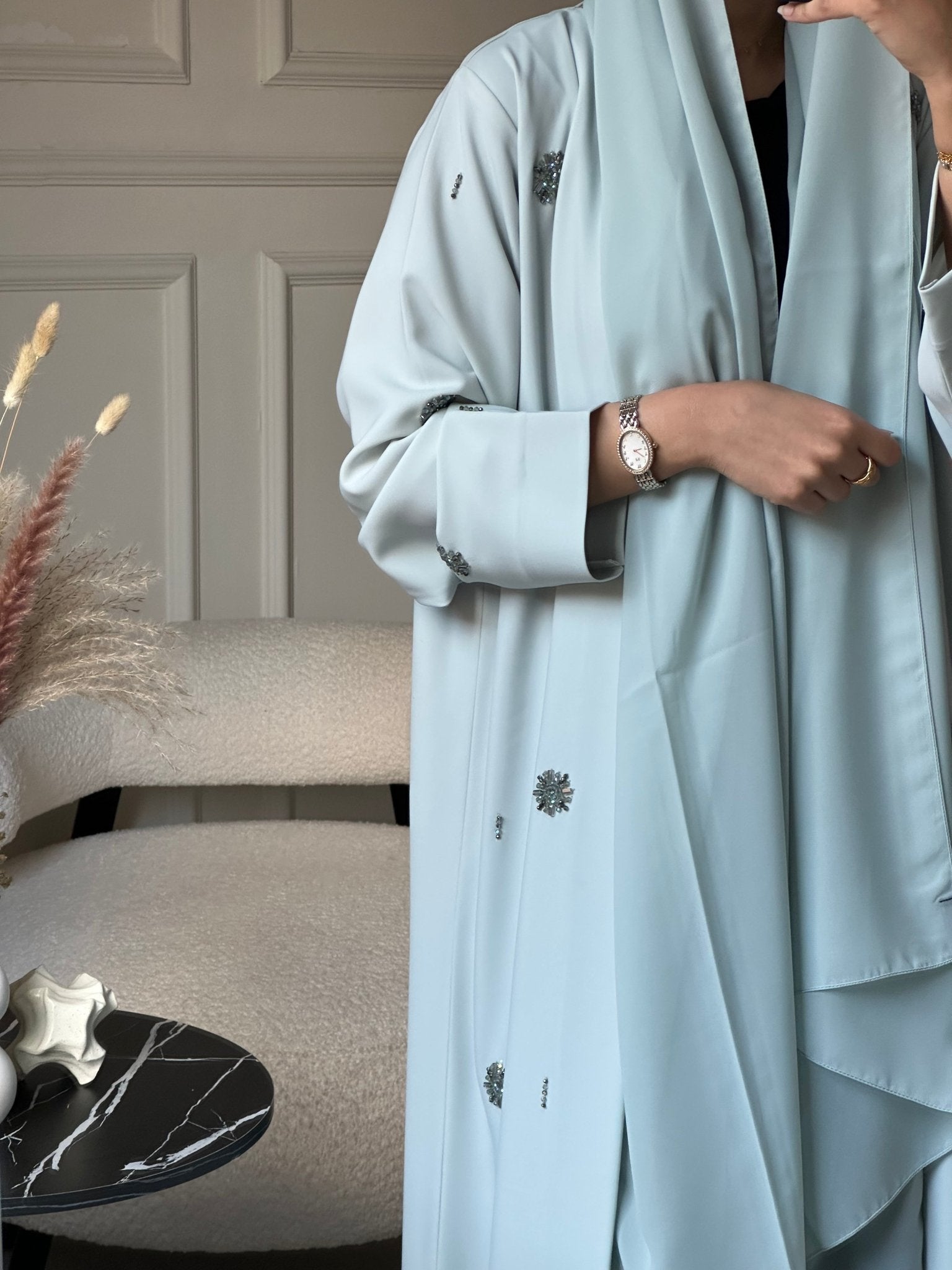 C 0801 Mint Beaded Abaya