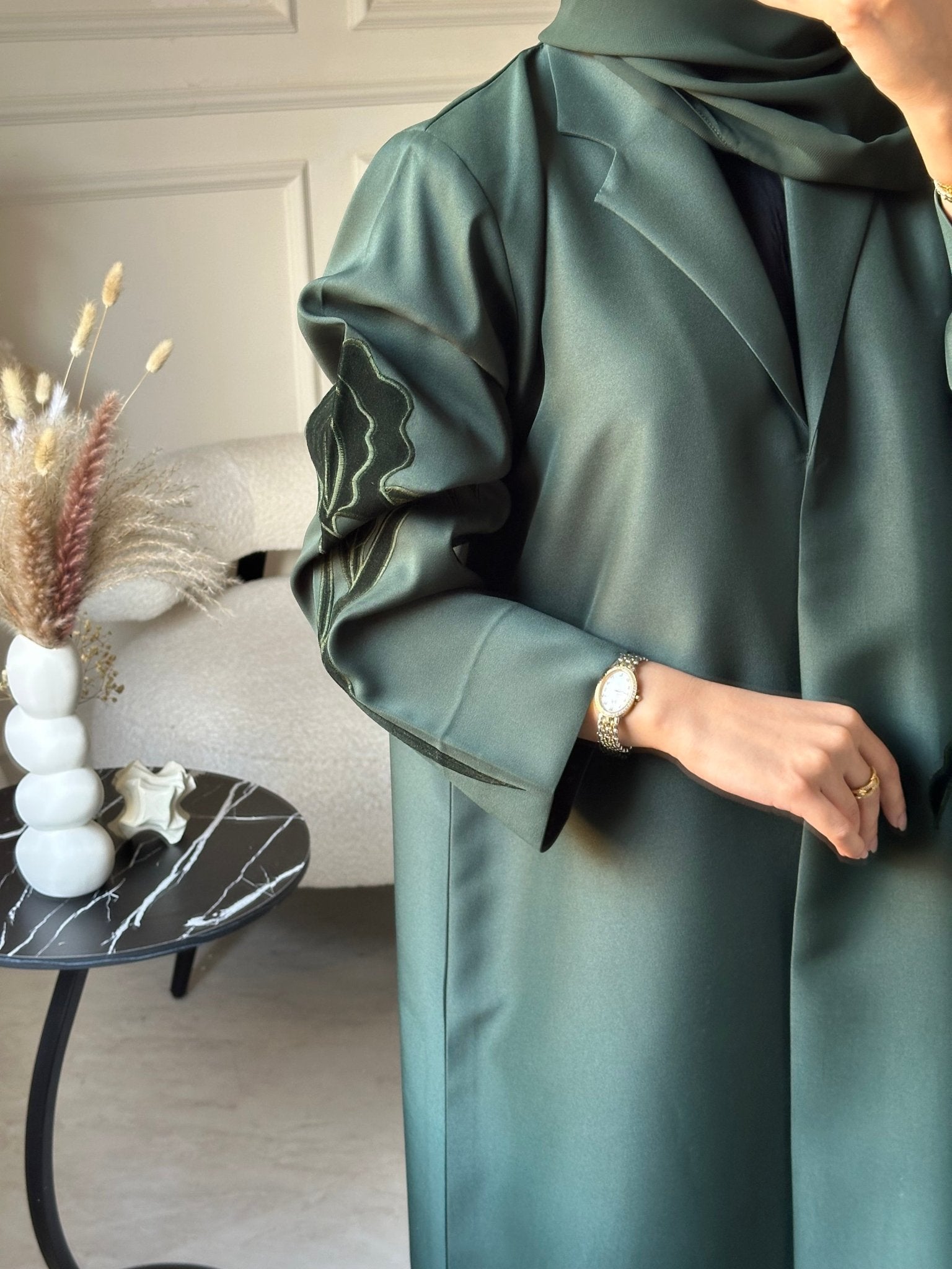 C 0802 Green Coat Abaya