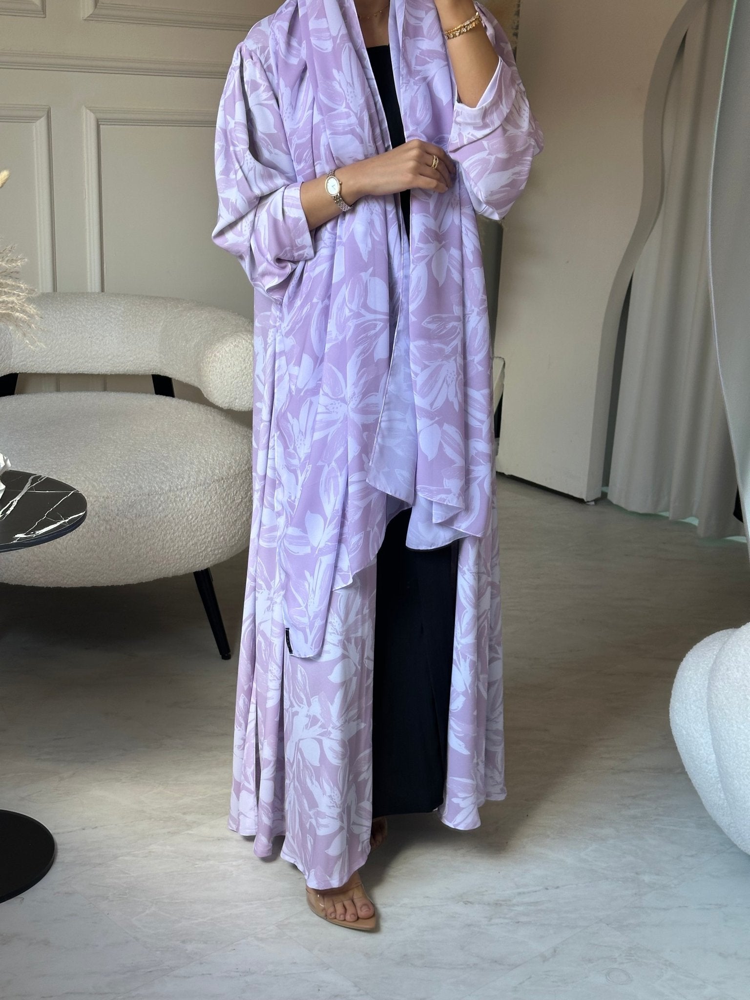 C 0805 Pink Printed Abaya