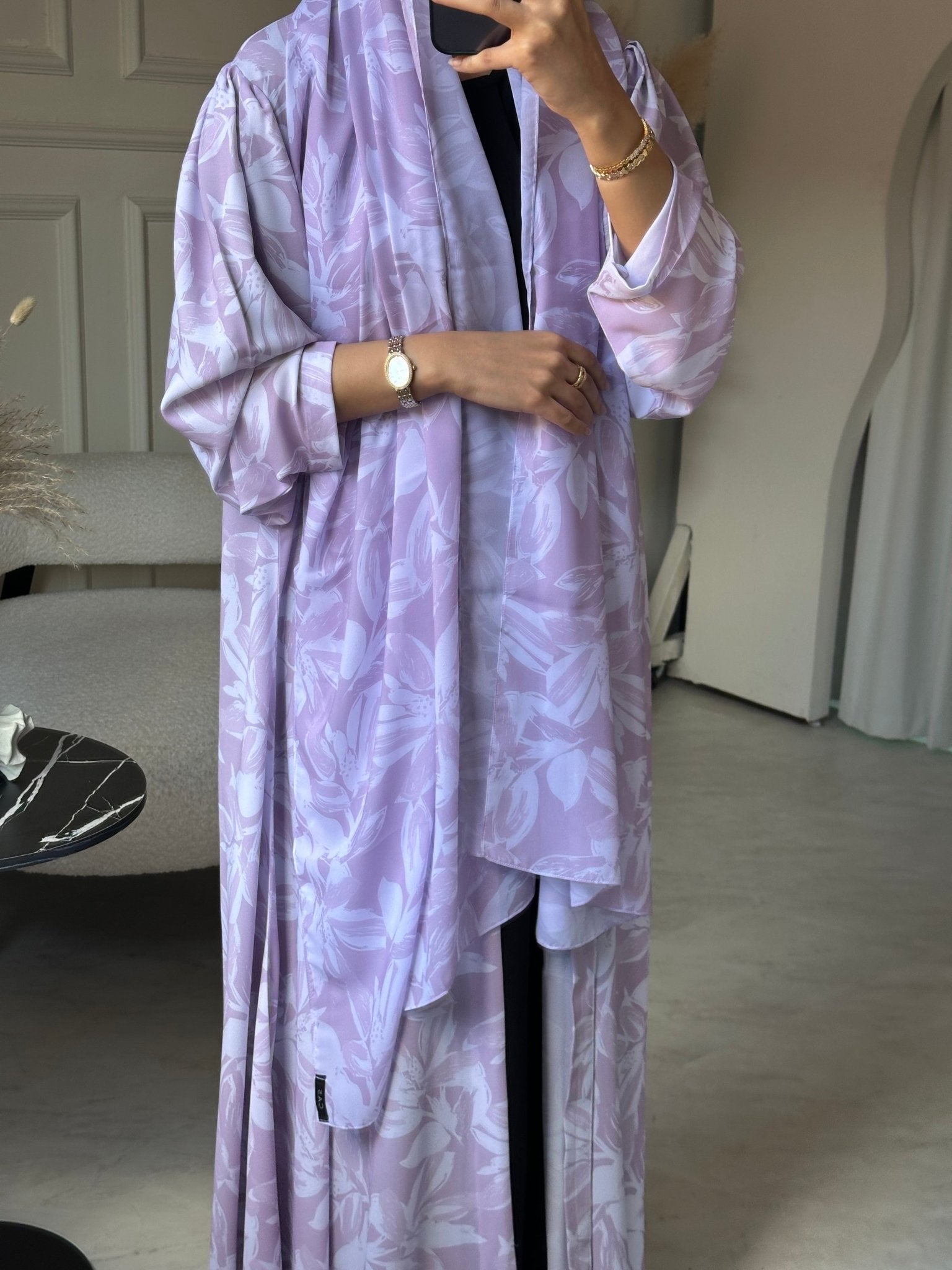 C 0805 Pink Printed Abaya