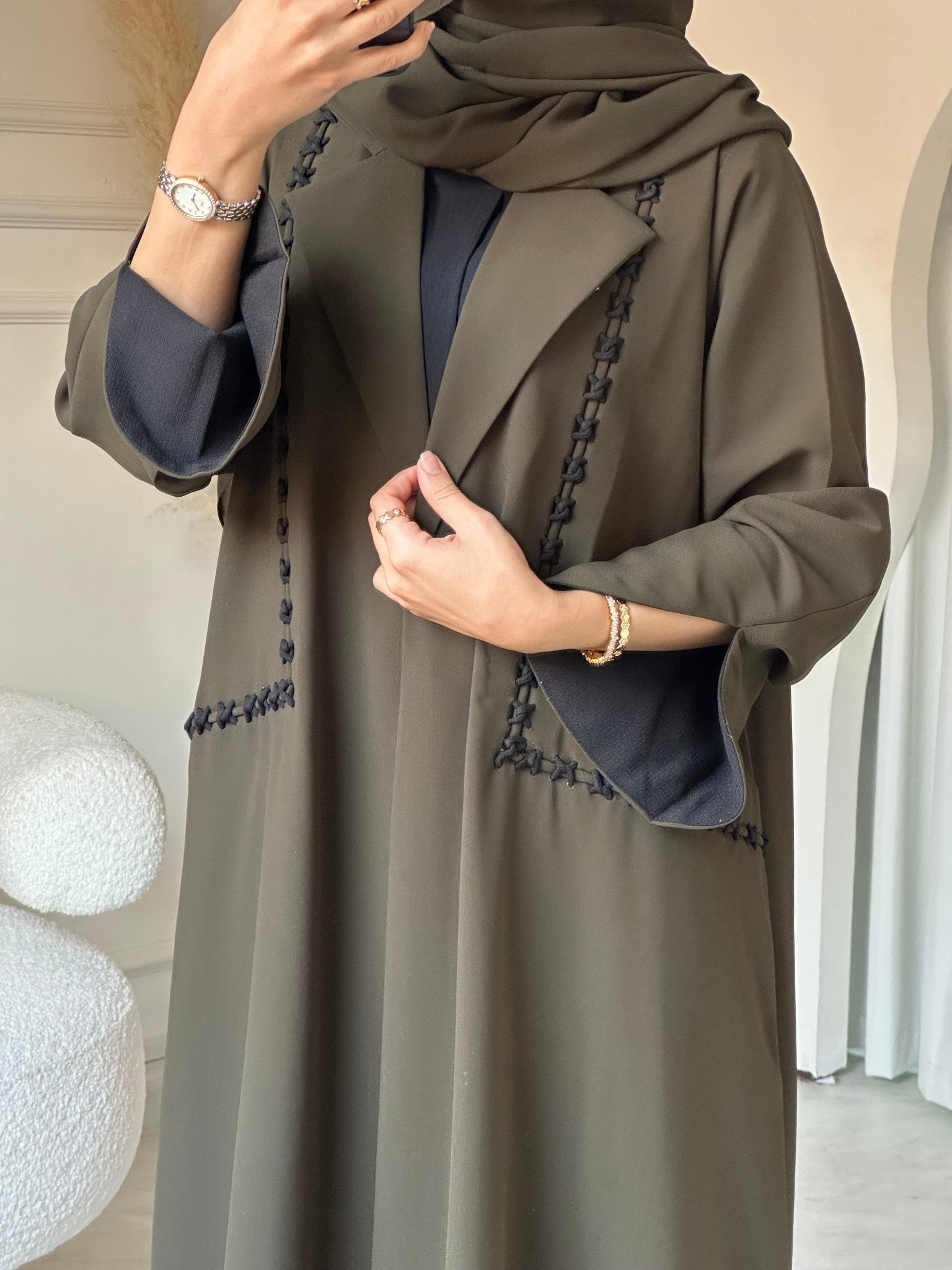 C 0809 Olive Coat Abaya