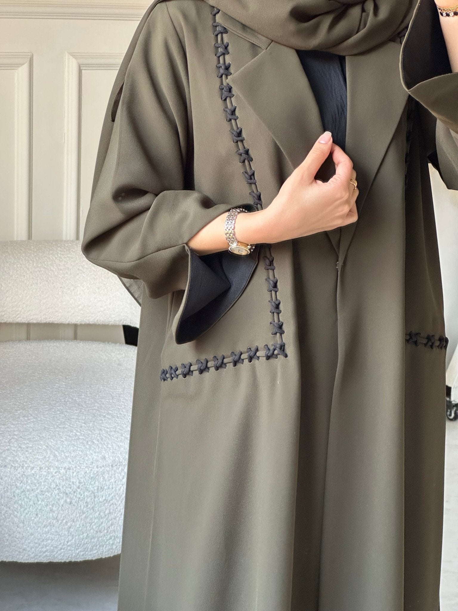 C 0809 Olive Coat Abaya