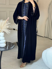 C 0812 - 01 Blue Velvet Lace Abaya