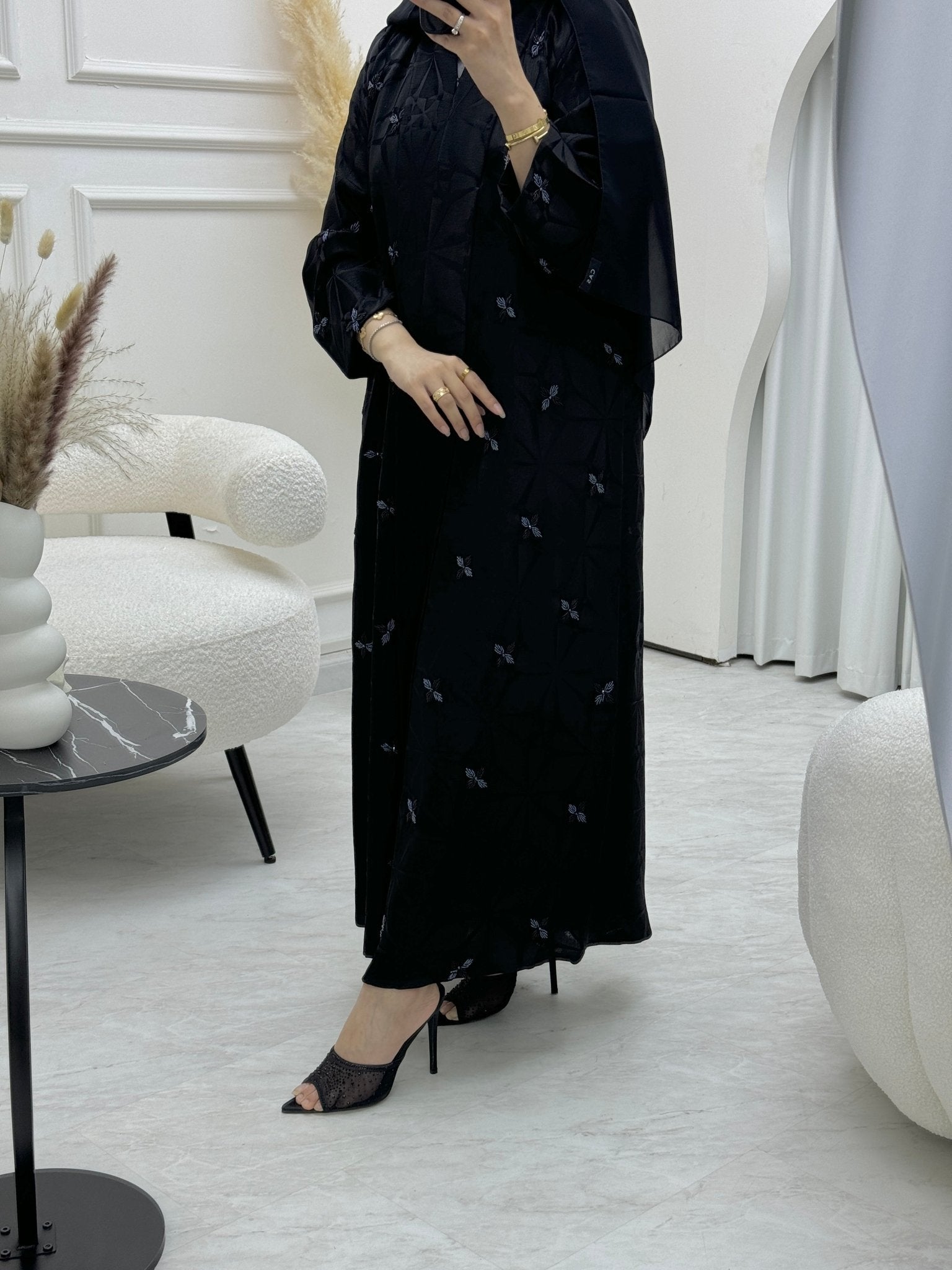 C 0813 Black Beaded Abaya