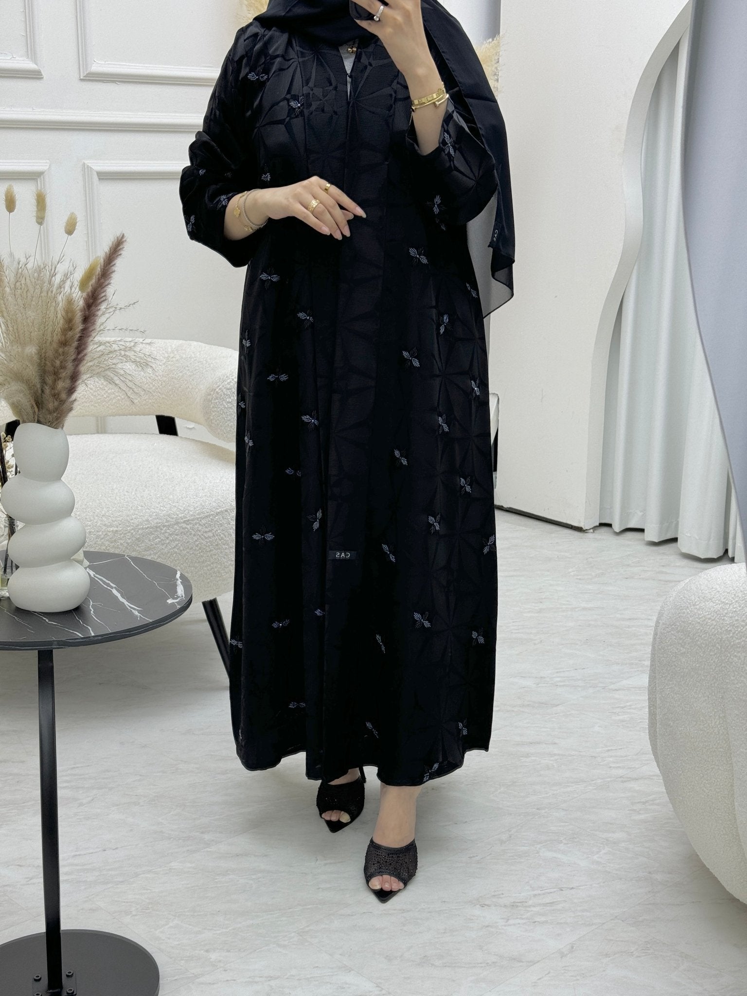 C 0813 Black Beaded Abaya