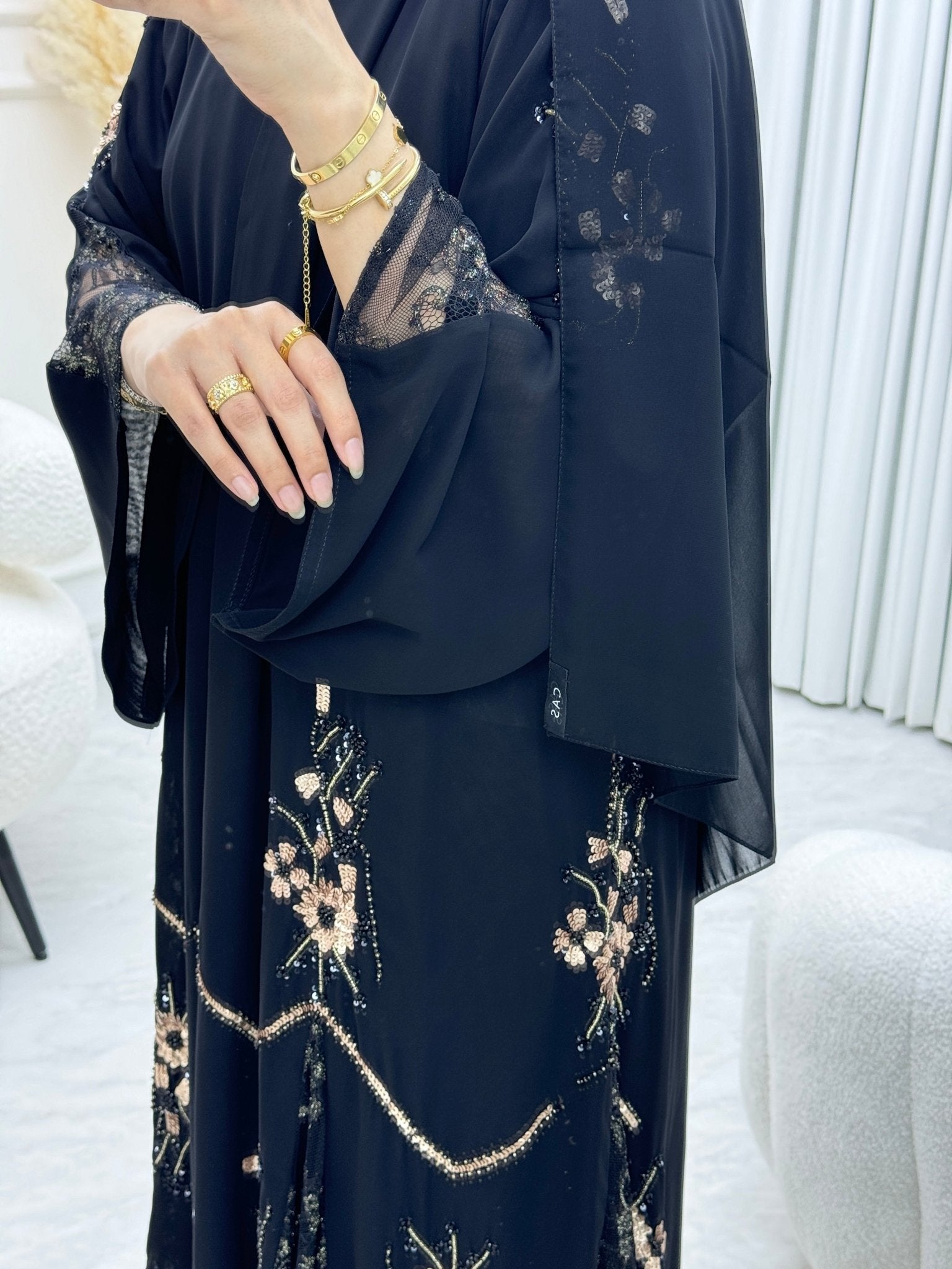 C 0815 Black Lace Abaya