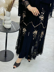 C 0815 Black Lace Abaya