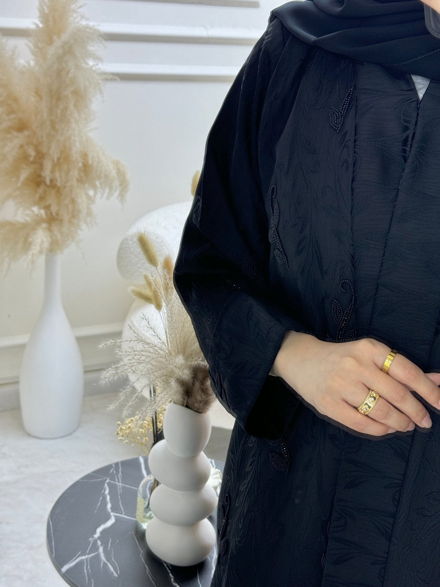 C 0816 Black Beaded Abaya