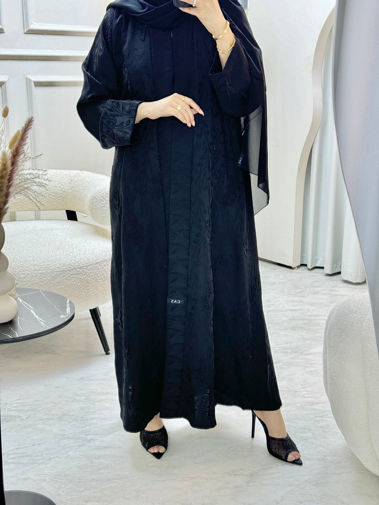 C 0816 Black Beaded Abaya