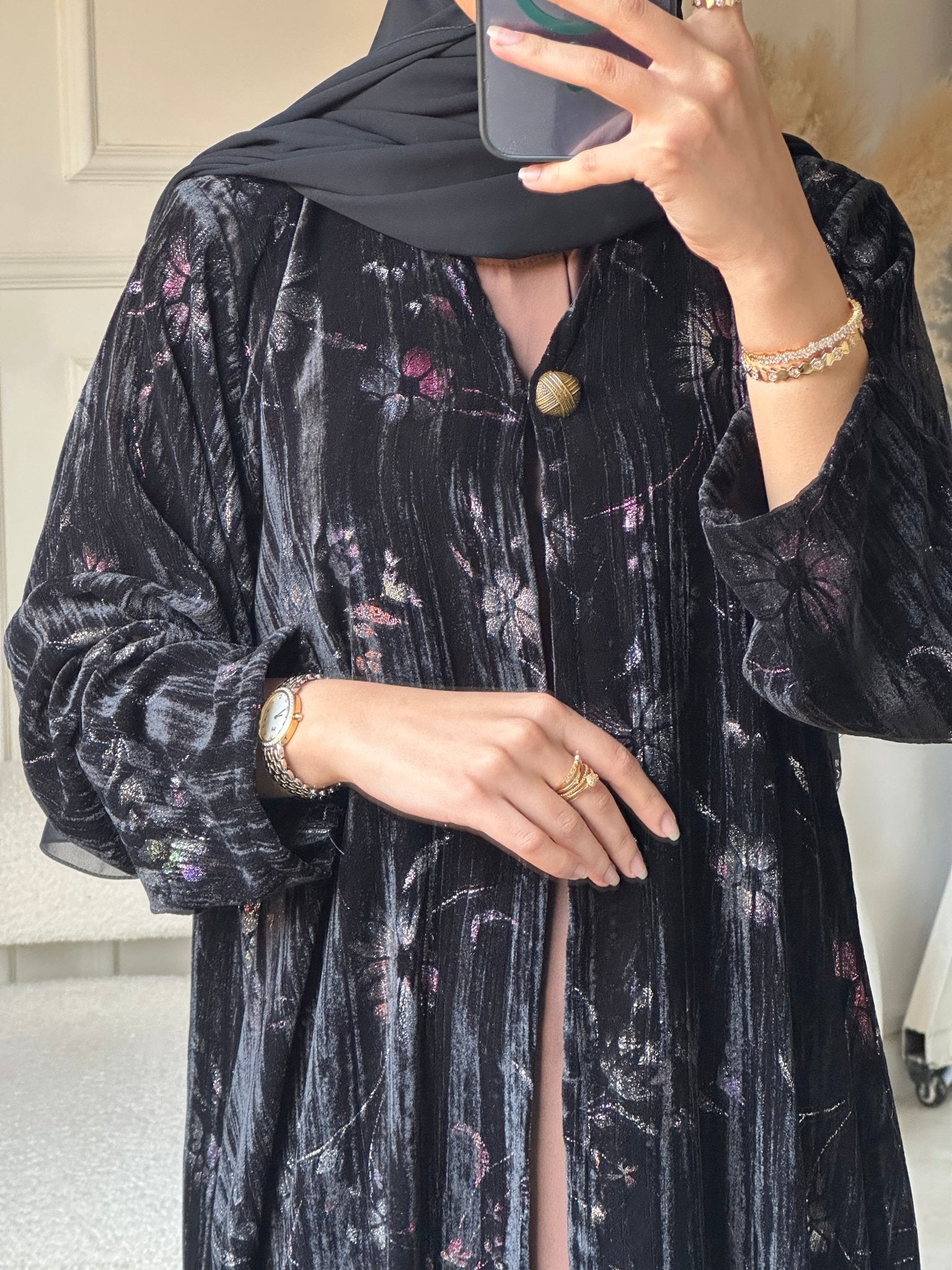 C 0821 Black Velvet Abaya