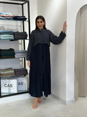 C 0828 - 02 Navy Blue Pleated Abaya