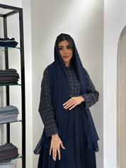 C 0828 - 02 Navy Blue Pleated Abaya