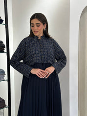 C 0828 - 02 Navy Blue Pleated Abaya